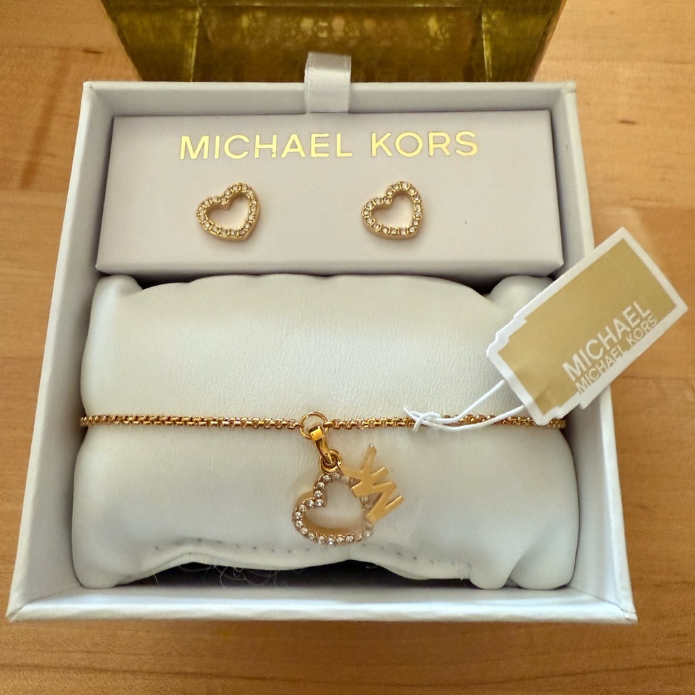 Michael Kors Gold Heart Jewelry Set